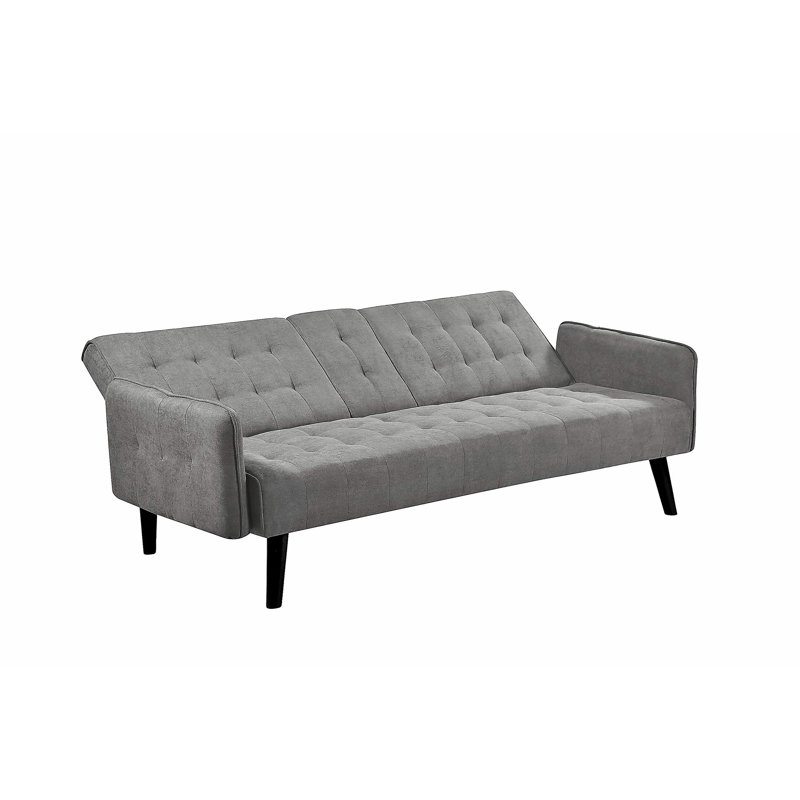 Canapé-lit de 72 po - Dossier convertible pliant en lit double avec porte-gobelet et table rabattable - Canapé en lin peu encombrant pour petits espaces - Assemblage facile, gris