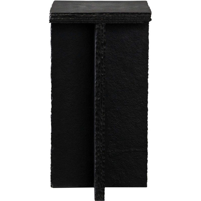 Table de bout d'appoint Tely, plateau carré en ardoise noire de 12 pouces, base en X