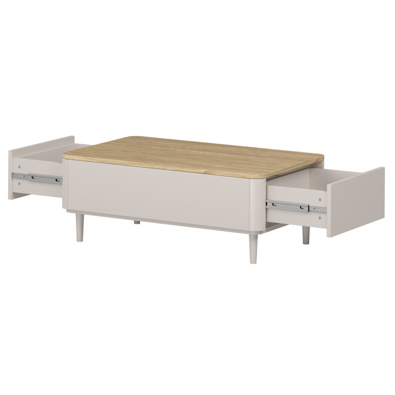 Blackett Four Leg Coffee Table with Storage, Cream