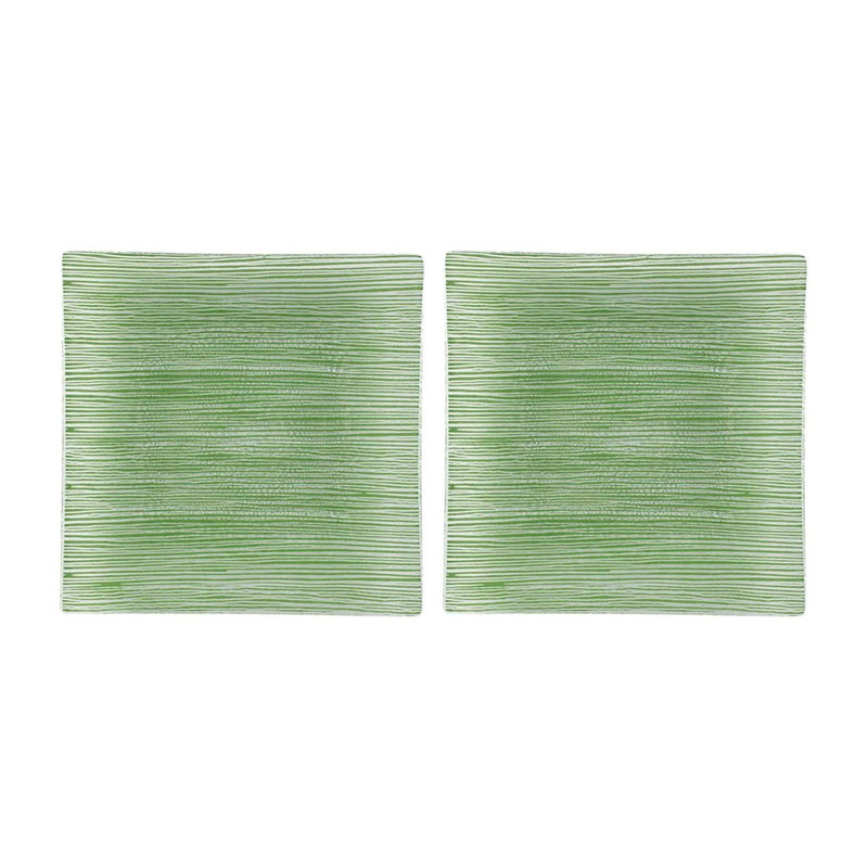 Ensemble de 2 assiettes carrées en verre 7,75 "x 7,75", Vert