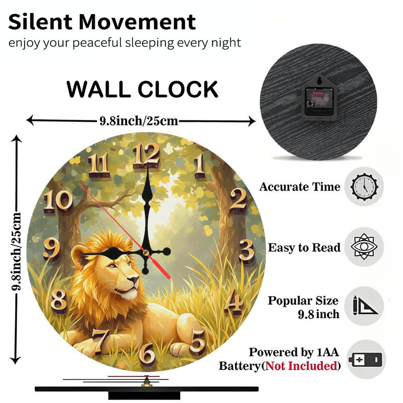 Horloge murale Lion Forest