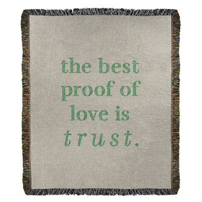 Handwritten Love and Trust Quote Cotton Woven Blanket