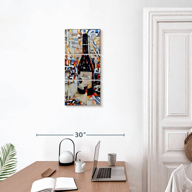 Bouteille de vin / style abstrait, H 27 po x l 12 po