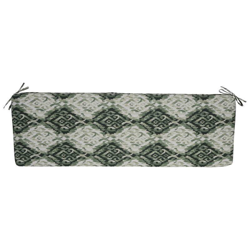 Outdoor Bench Cushion, 60" W x 19" D, Green/Lakat Mineral Abstract