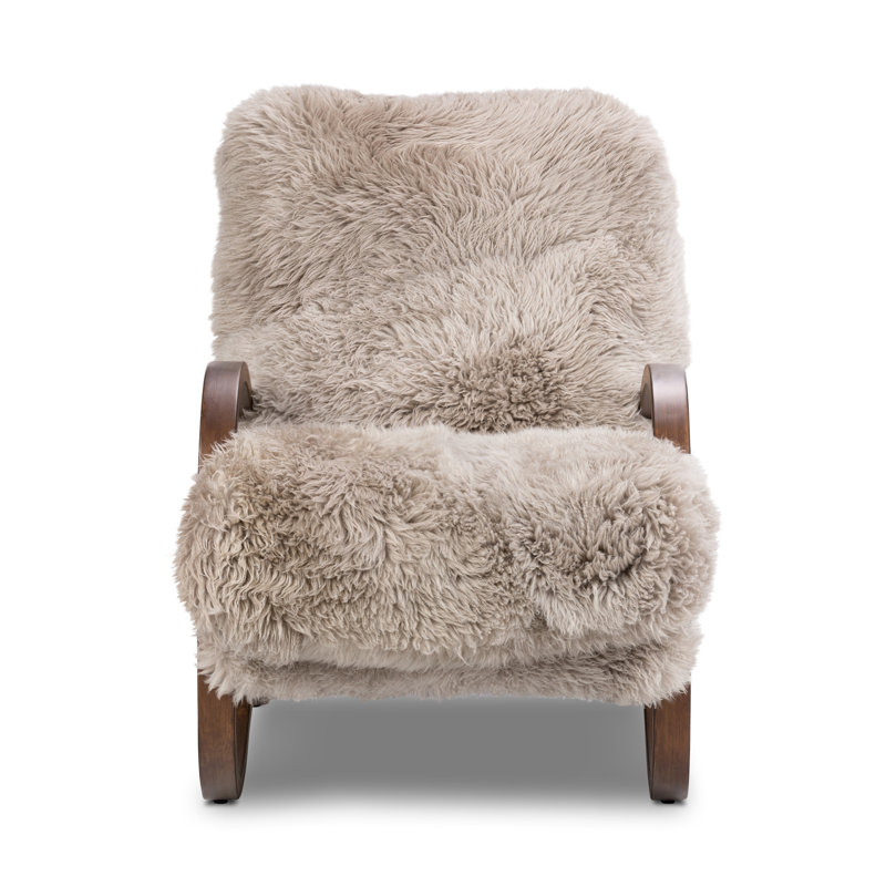 Tobin Armchair, Terra Brown Parawood, Taupe Mongolian Fur