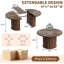 Table de salle à manger extensible ronde 47-63 po, table de cuisine ovale de ferme avec tablette de rangement et tiroir, noyer-597081802