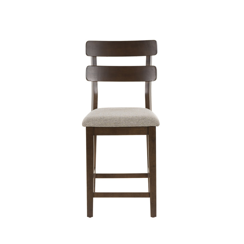 Whipkey Upholstered Counter Stool, Beige Polyester/Brown Frame