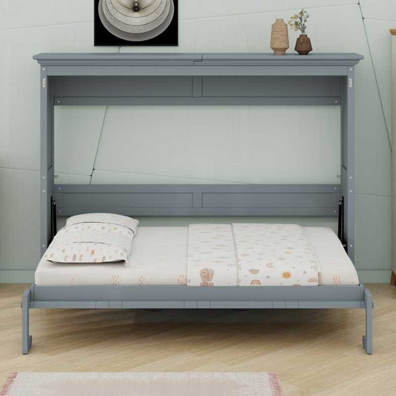 Lit escamotable qui se transforme en armoire murale pliée, Gris