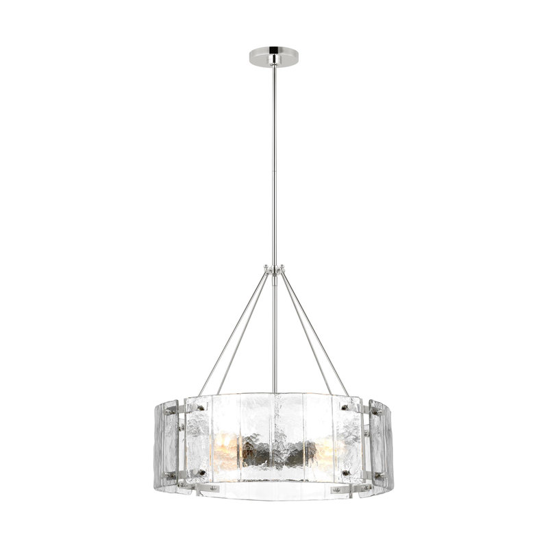 4 - Light Dimmable Drum Chandelier, Polished Nickel