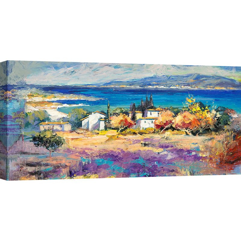 Mediterranean Coast by Luigi Florio - No Frame Print on Canvas, 50cm H x 100cm W x 4cm D