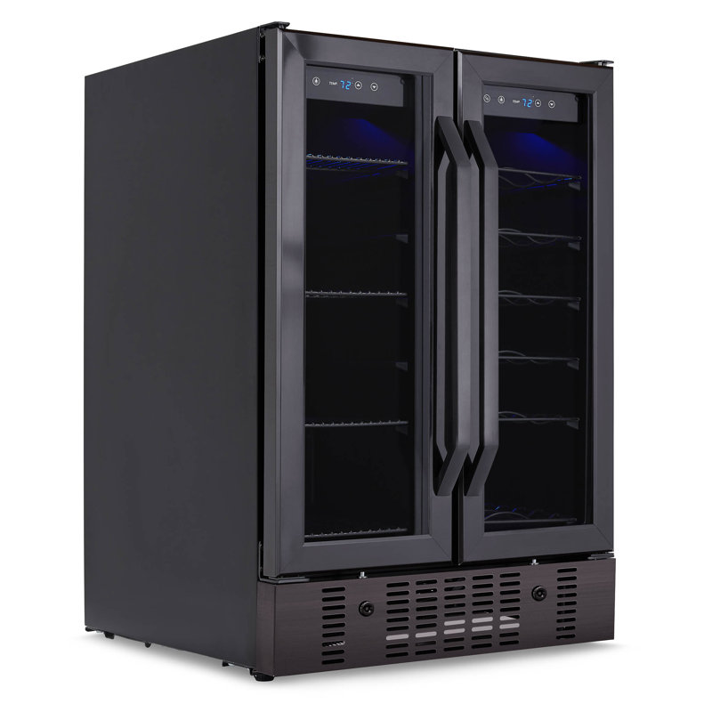 24" Black Stainless Steel Dual Zone Wine and Beverage Refrigerator