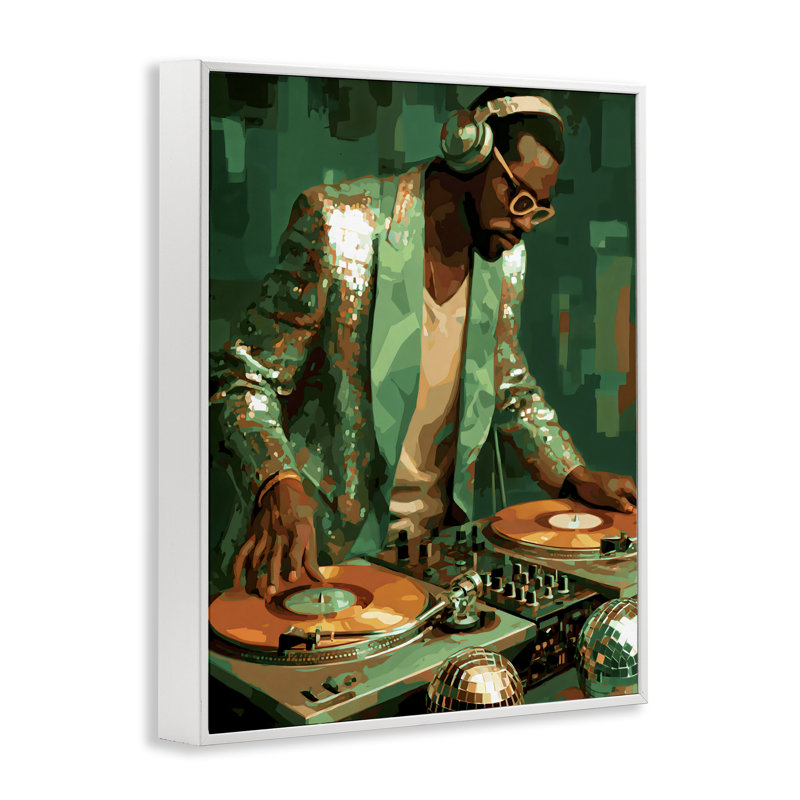 Giclée encadrée Green Disco, par Franklyn Gregory, 14 x 11, Coastal White Giclee Framed