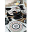 Elegant 50-Piece Breakfast Set, 100% Ceramic Stoneware | Non-Absorbent, Antibacterial, Eco-Friendly | Includes Plates, Bowls, Egg Cups, and Tea Glasses | Stylish Black, Grey, White & Orange Design | Easy to Clean, Not Microwave/Dishwasher Safe