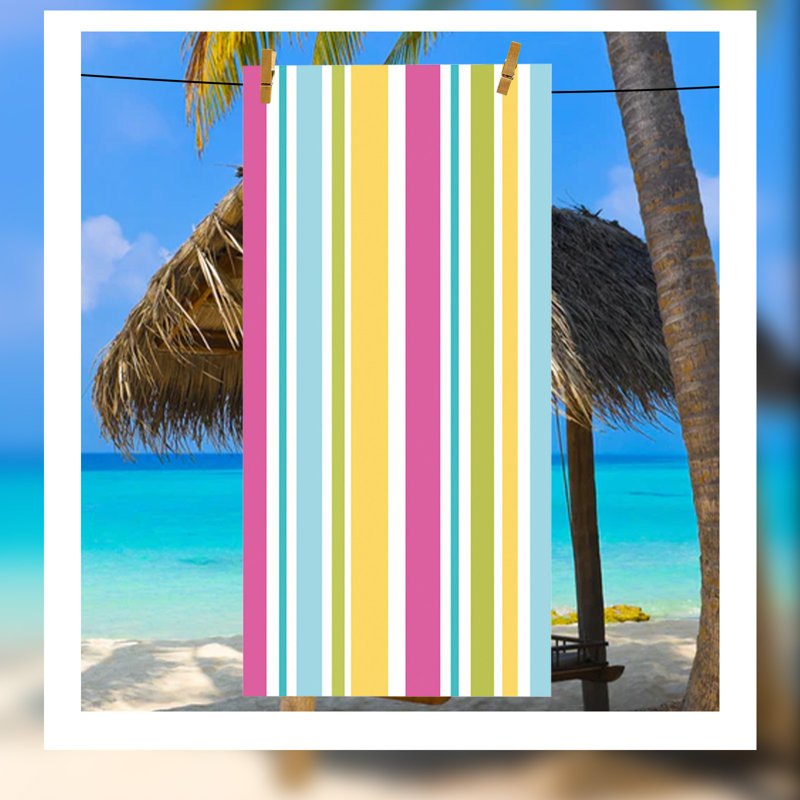 Lightweight Quick Dry Microfiber Stripe Beach Towel, Large Absorbent Bath Towel For Pool Party And Travel, 29.5x59in Multicolor