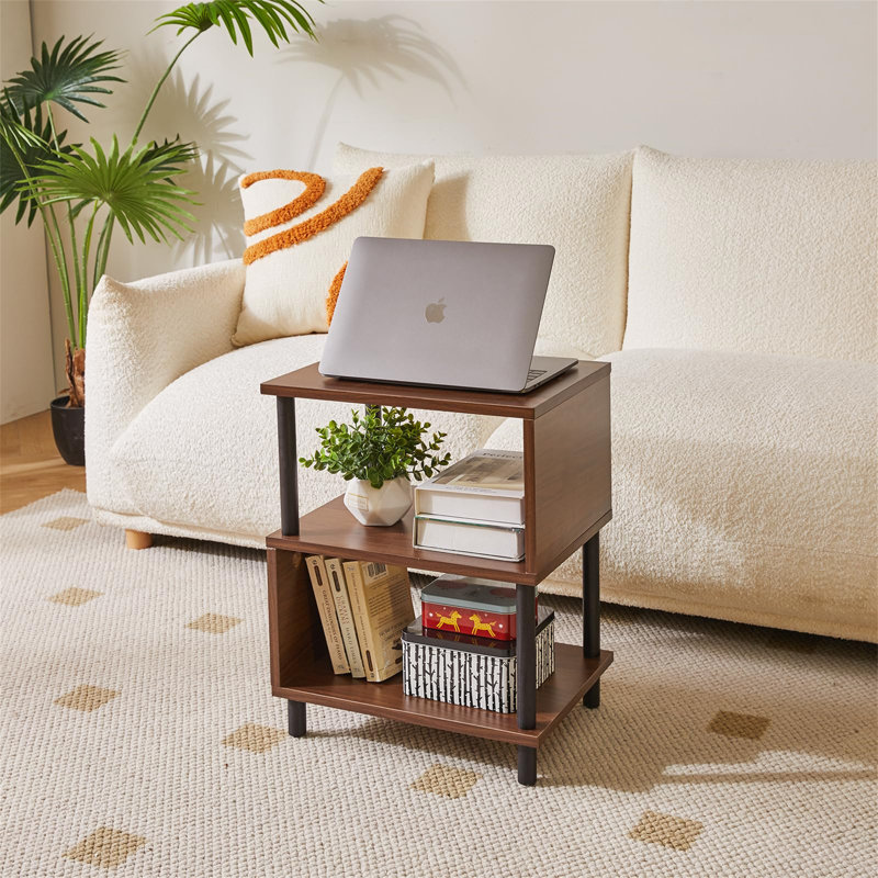 End Table, Black, Dark Brown Wood
