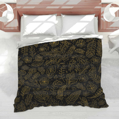 Gold Botanical Illustrations Comforter