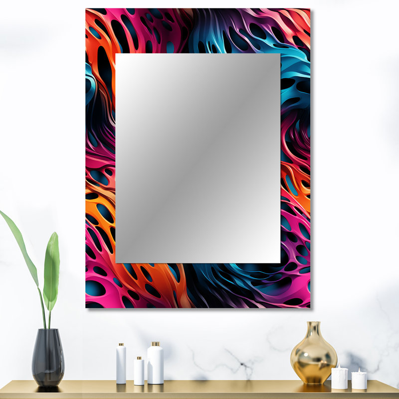 Petronella Futuristic Striped Fusion - miroir mural abstrait, miroir décoratif abstrait, impression d'art en métal
