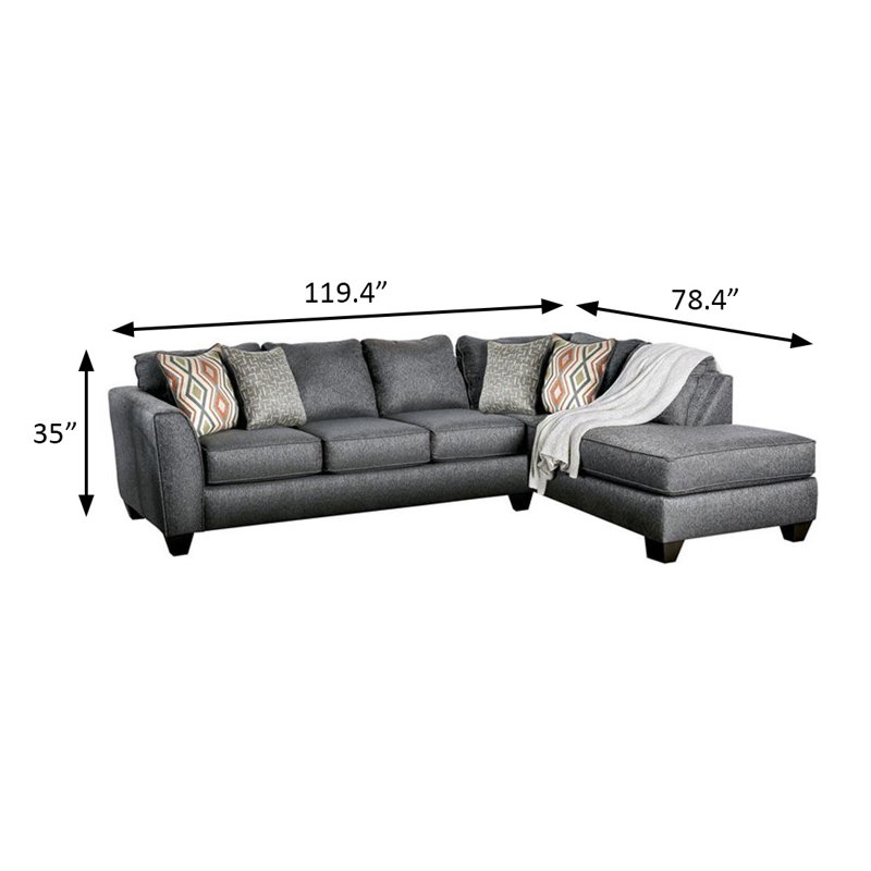 119.4" W Transitional Sectional, Gray