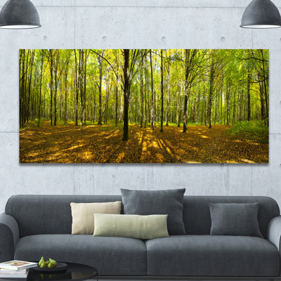 «Green Autumn Forest Panorama», reproduction de photo sur toile tendue