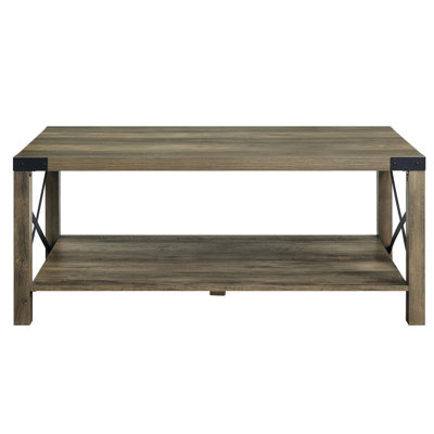 Table basse Kd Rustic avec base en métal et plancher rectangulaire en bois composite de 4 po