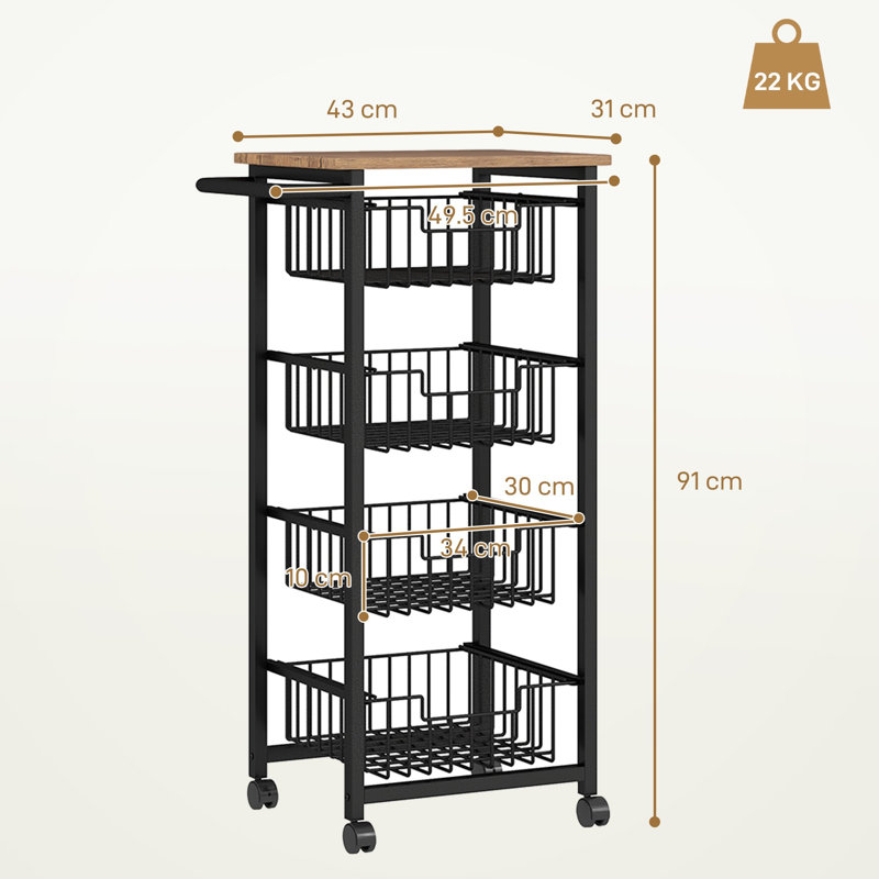 Metal Bar Cart, Brown