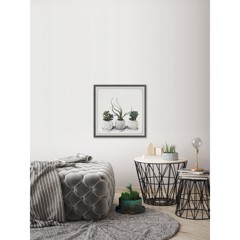 « classy plantes grasses », reproduction de peinture à l’aquarelle encadrée, H 18 po x l 18 po x P 1,5 po