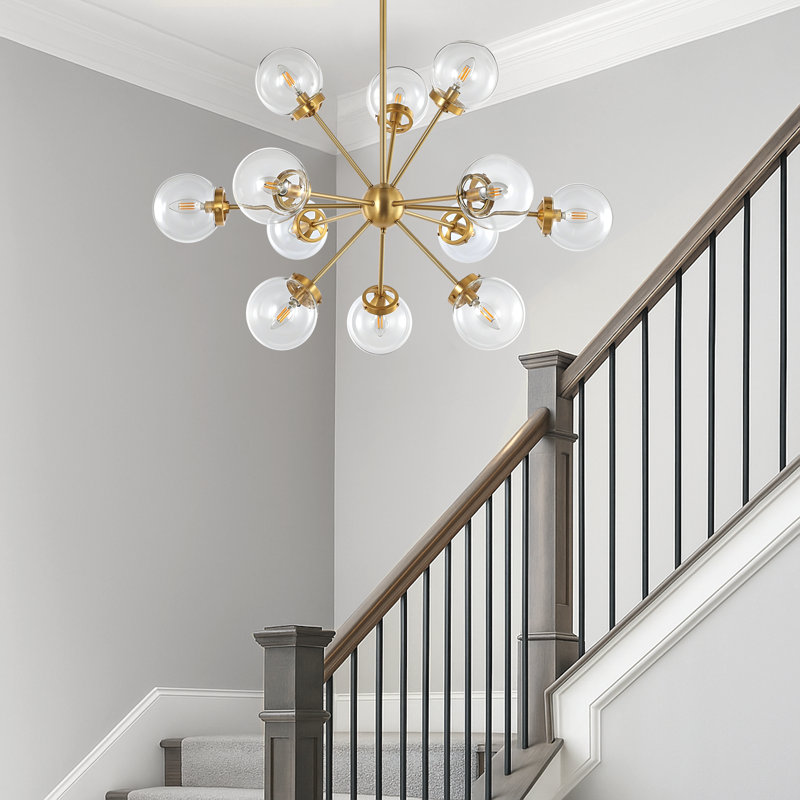 Arisai Andreau 12-Light Dimmable Sputnik Sphere Chandelier, Clear, Gold