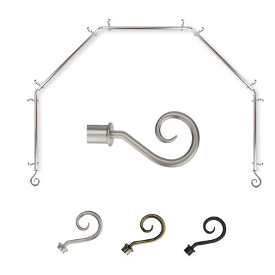 Adjustable 0.81" Bay Window Single Curtain Rod