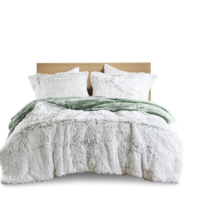 2 Pcs Shaggy Faux Fur Comforter Mini For Twin/Twin Xl, And White Colors, - Soft /White Color, Machine Washable