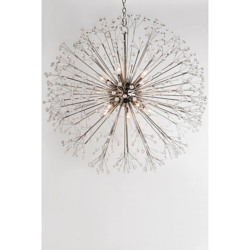 Lustre sphérique unique à 16 lumières Dunkirk, Nickel poli
