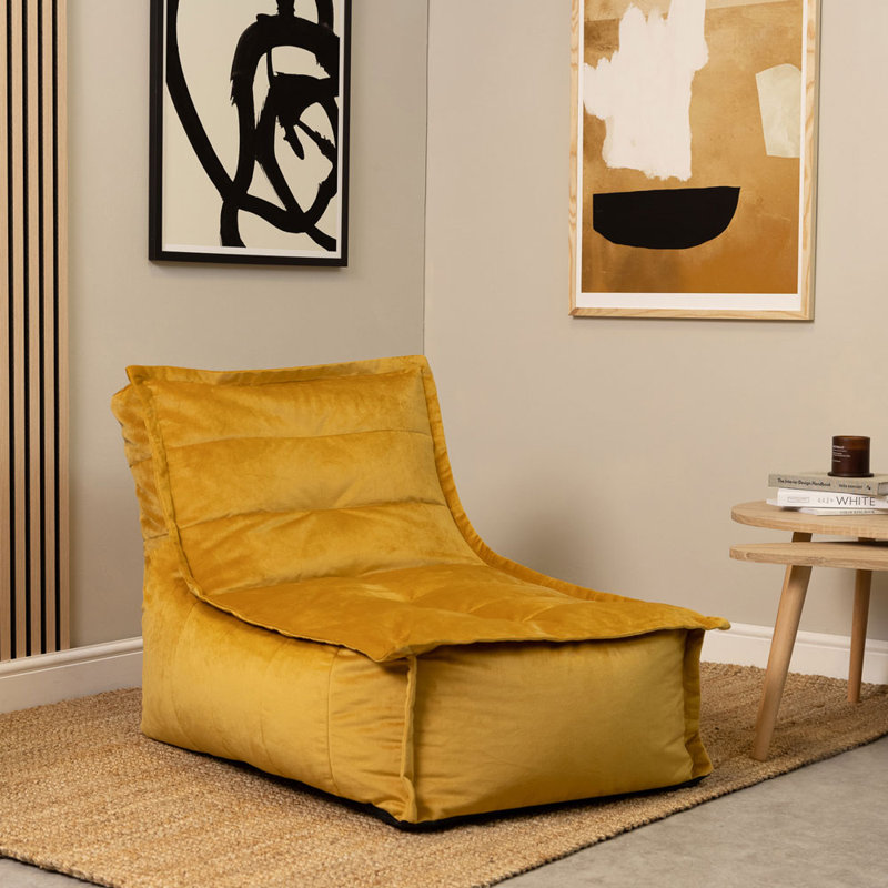 Dolce Velvet Lounger Bean Bag, Ochre Yellow