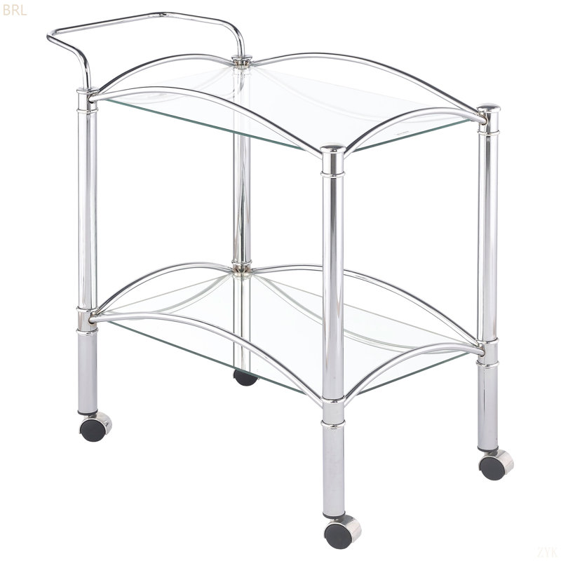 Chariot-bar rectangulaire à 2 niveaux en verre Porch & Den