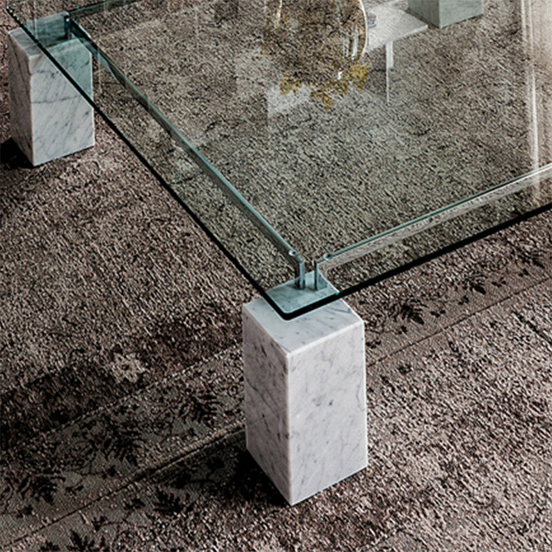 Table basse simple carrée en verre transparent, H 11,80 po x L 39,40 po x l 39,40 po
