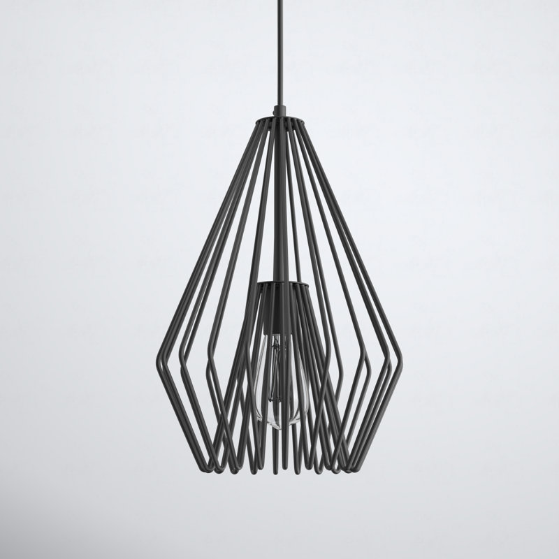 Frankie 1 - Light Unique/Statement Pendant, 18.5" H x 12.25" W x 12.25" D, Matte Black
