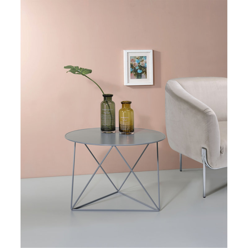 Gray Color Display & Utility Accent Table