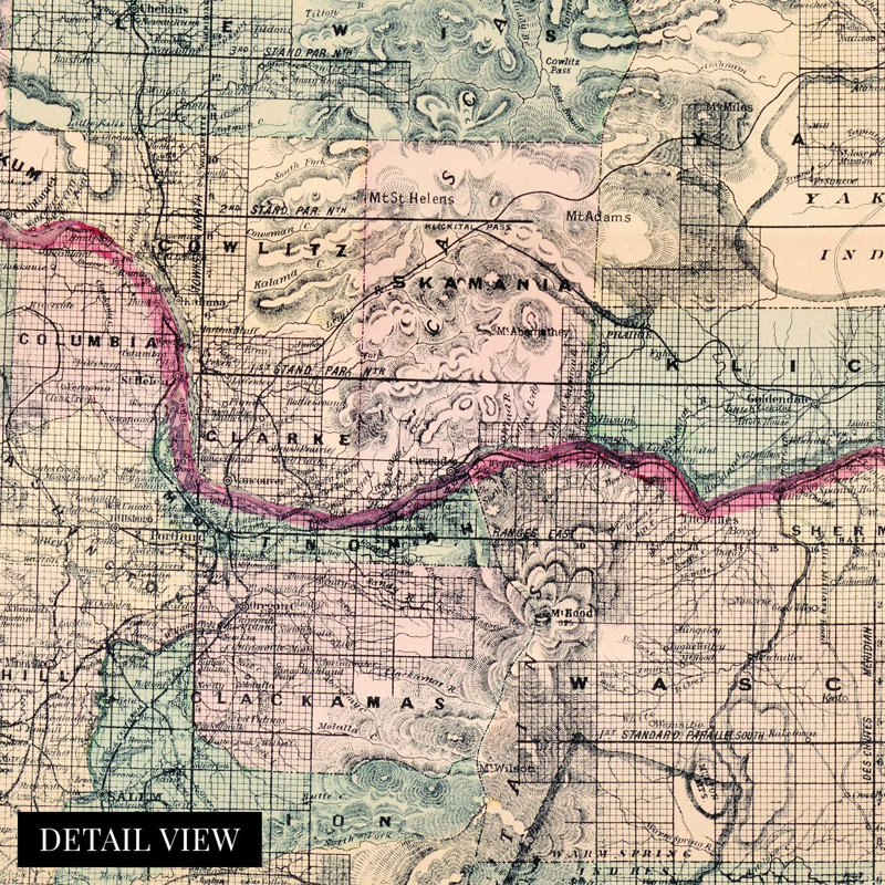 1889 Washington Map Poster Wall Art, 20" H x 24" W x 0.1" D