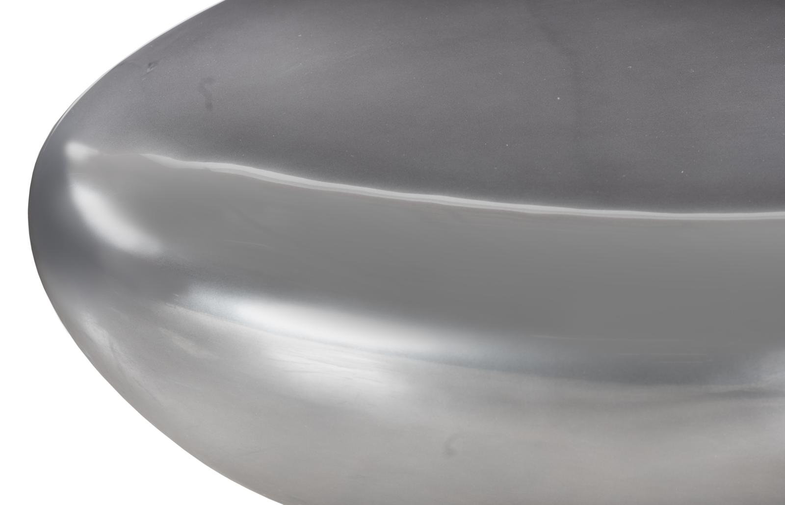 River Stone Solid Coffee Table, 16" H x 54" L x 34" W, Liquid Silver