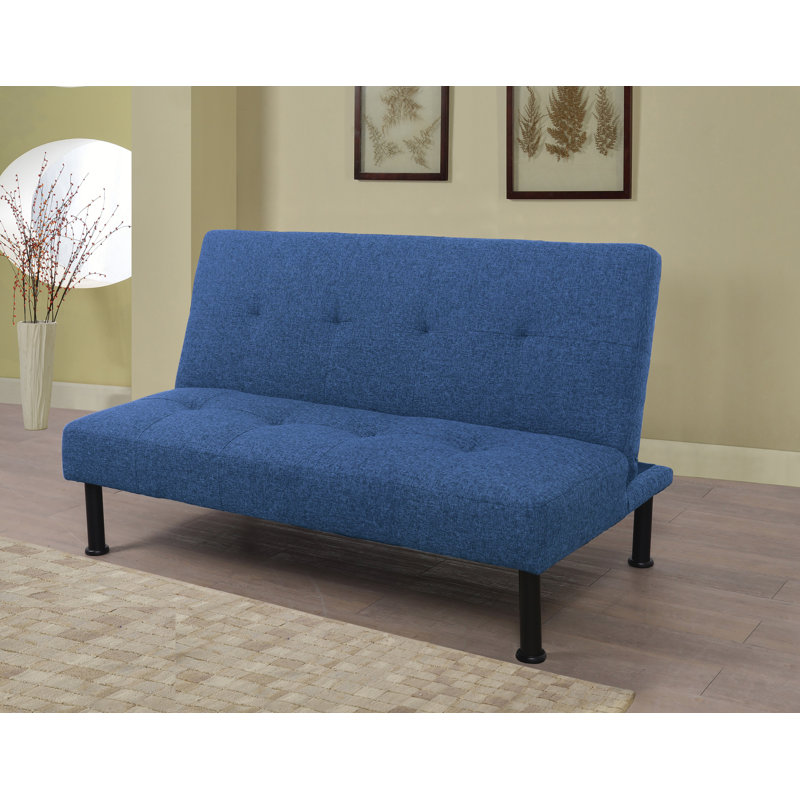 Inniswold Single 64'' Upholstered Convertible Sofa, Blue Linen Blend