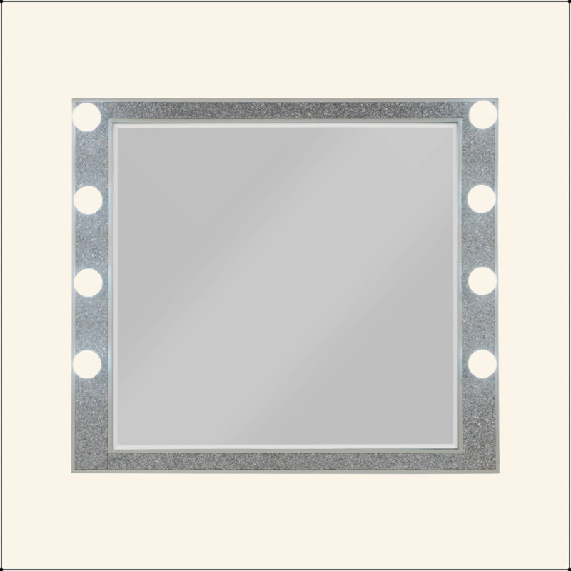 Mirrored & Champagne Finish Mirror W/Light