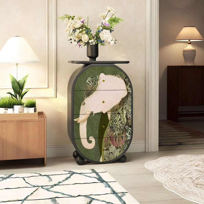 Armoire d'entrée de salon en bois massif à 4 tiroirs