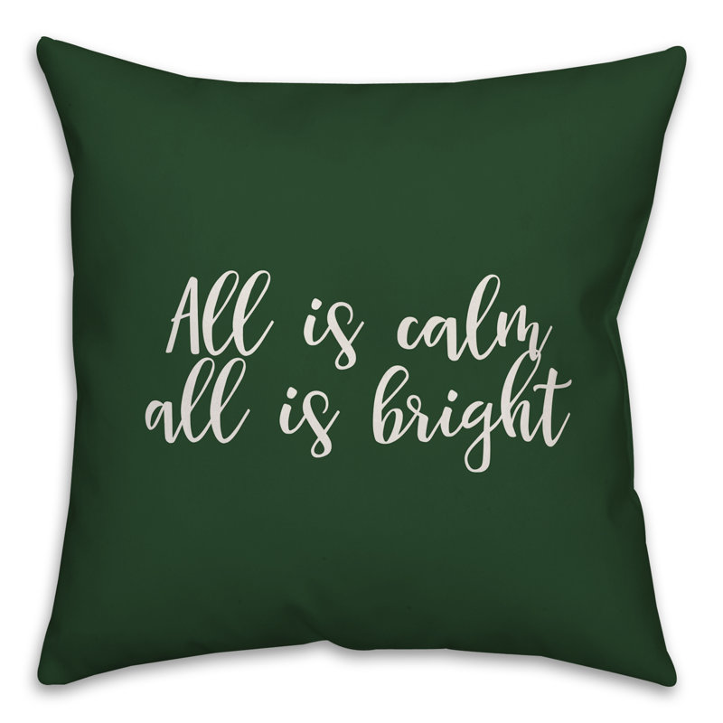  Coussin décoratif «All is Calm, All is Bright», Vert foncé, Housse de coussin