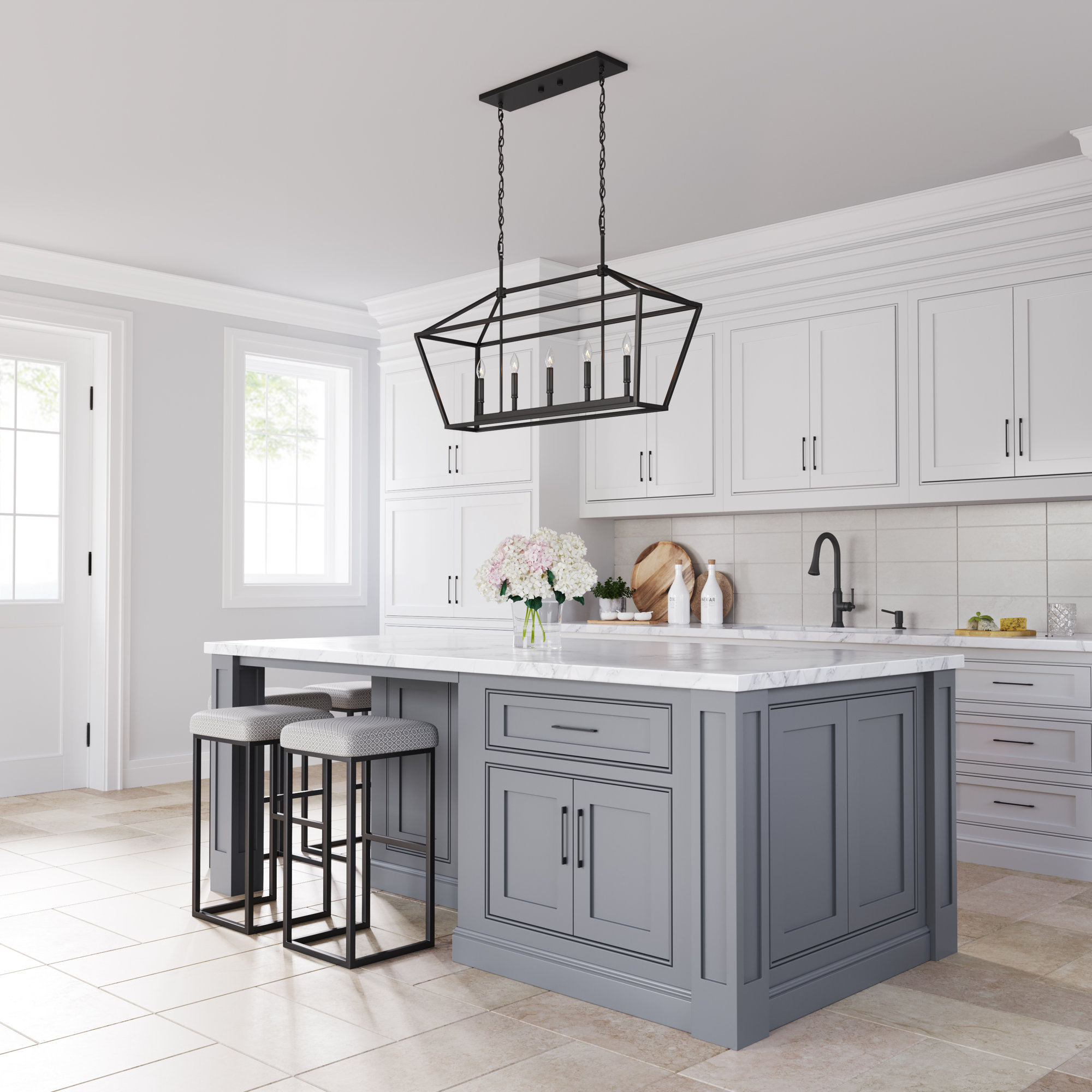Glenhaven 5 Light Dimmable Pendant, Matte Black