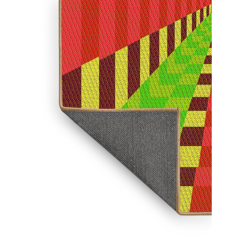 Tapis géométrique en laine jaune, Tapis de couloir 2 pi x 5 pi