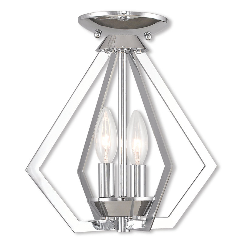 Luminaire suspendu géométrique 2 lumières Buckeys, Chrome poli