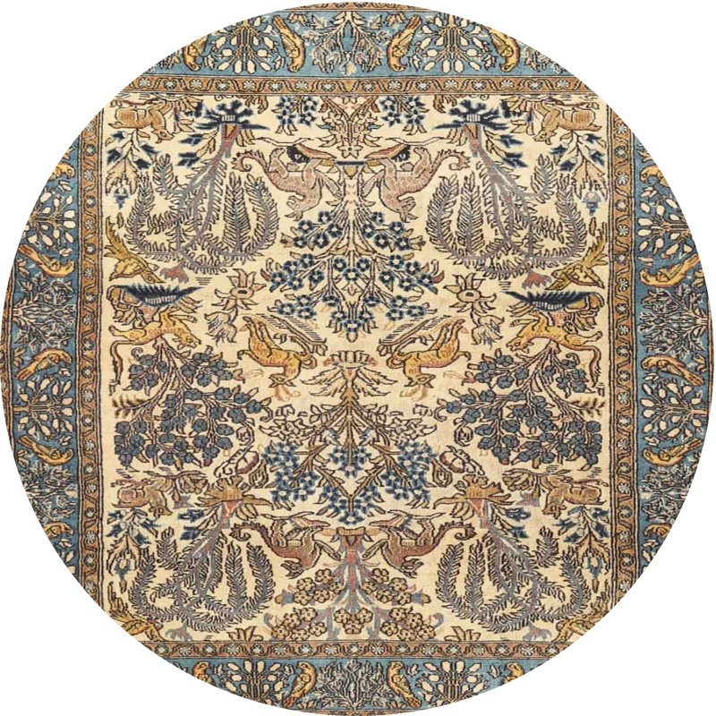 Tapis traditionnel 100% lavable à la machine 4232, Rond 4 pi