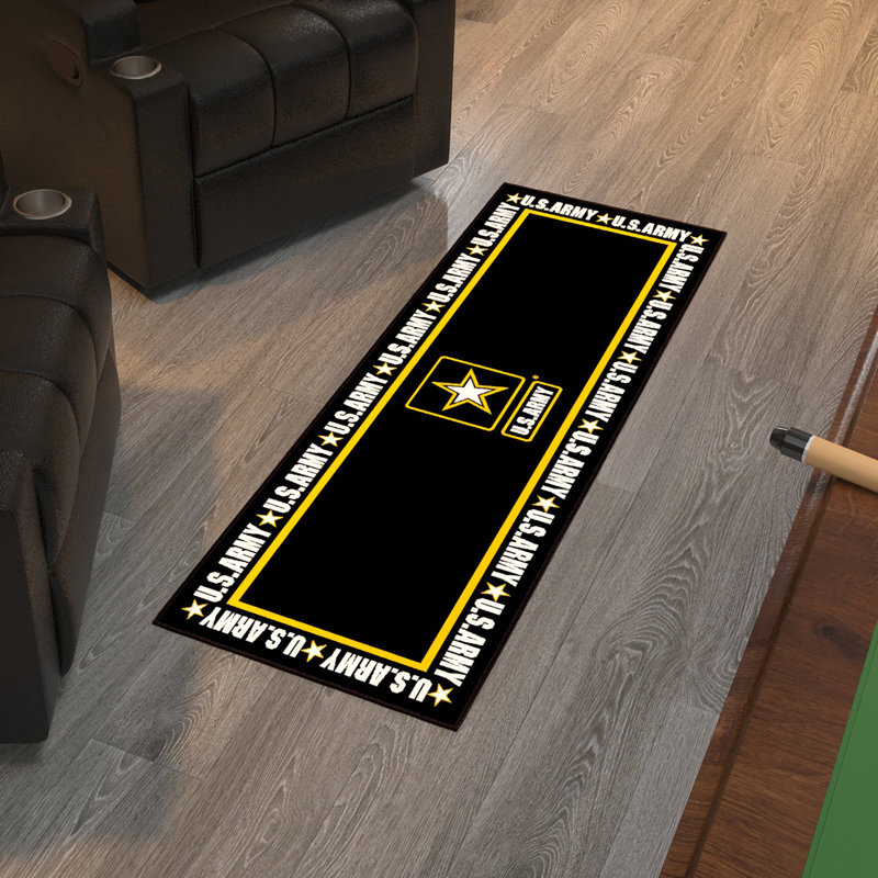 Tapis anti-dérapant US ARMY pour chambre à coucher, cuisine, noir / jaune