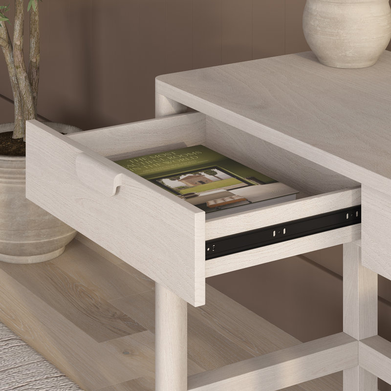 Nev 48" Wide Rectangular Desk in Grain, White