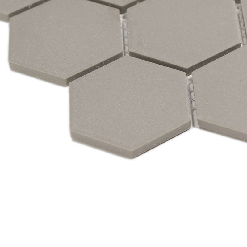 Sage 2" x 2" Hexagon Porcelain Matte Mosaic Tile, Light Gray