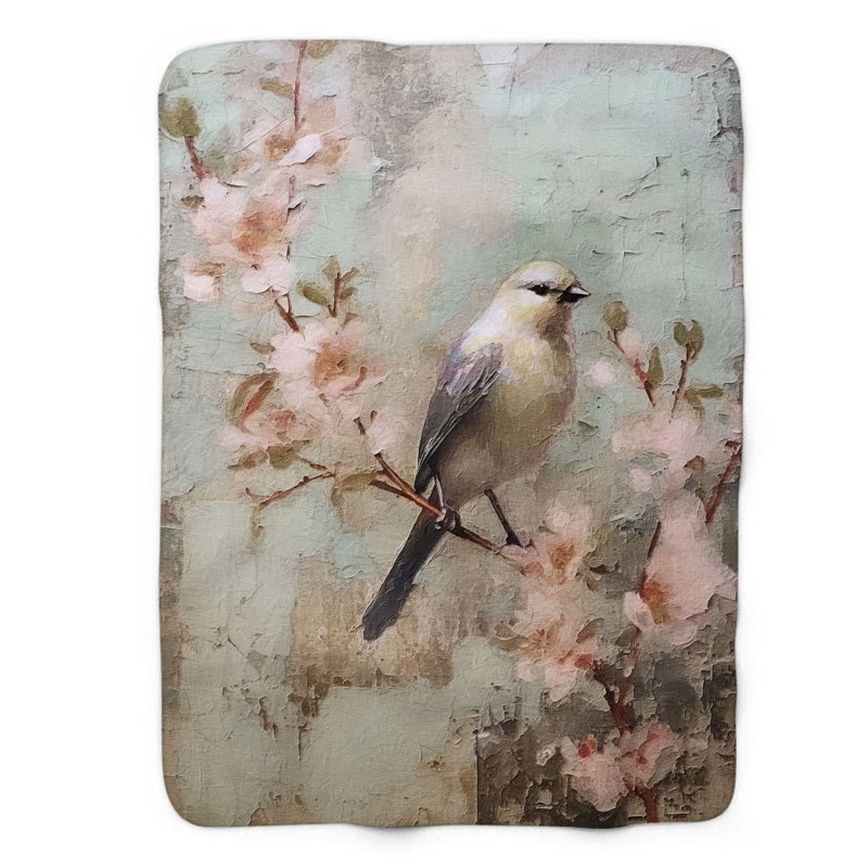 Couverture Cherry Blossom - 1 pièce Sherpa B Premium, L 60 po x L 80 po