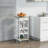 Mobile Kitchen Cart, Rolling Kitchen Island With Storage, Solid Wood Frame Utility Cart With Wire Fruit Baskets, Trays And Drawer, White